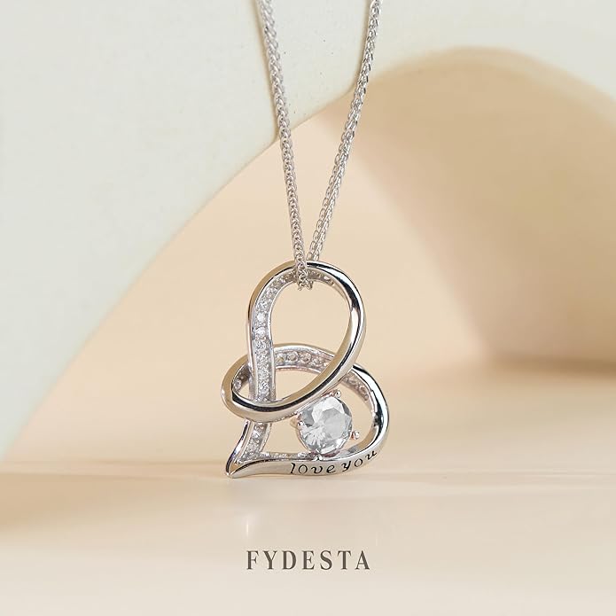 Enduring Hearts Purple Zircon Necklace for Women - 14K Gold Plated Copper Infinity Pendant, Dainty Everyday Jewelry