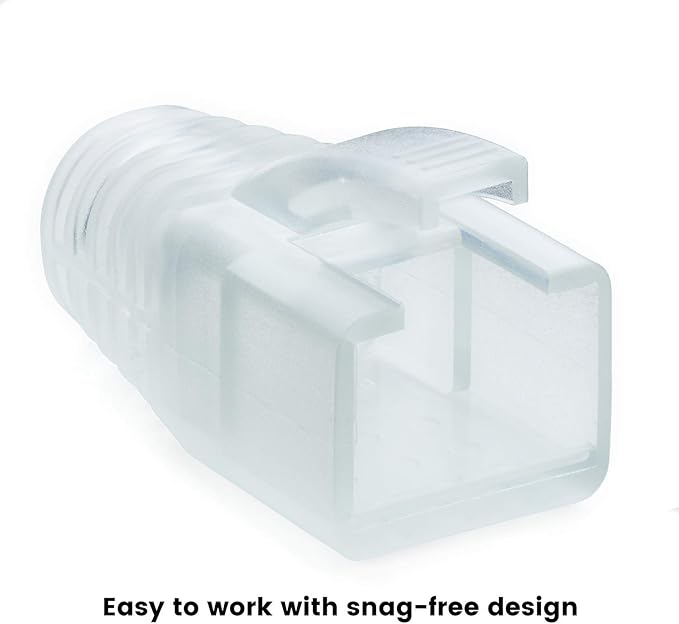 trueCABLE RJ45 Strain Relief Boots, 7.5mm Slip-On PVC Plug Cover, Transparent, 100 Pieces