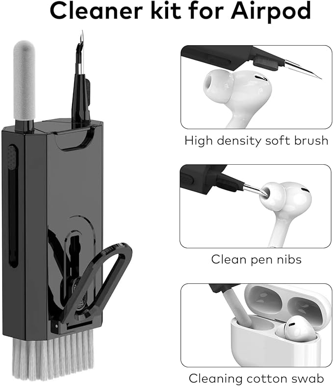 8 in 1 Electronic Cleaning kit - Keyboard Cleaner, Keyboard Cleaning Kit, Laptop Cleaner, Laptop Cleaning Kit, Electronic Cleaner Kit for Airpods Pro/Laptop/Phone(Give Away a Flannel Cloth) Black