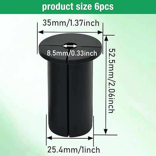 6pc Starlink Cable Grommet 1" Silicone Waterproof Wall Hole Pass Through Split Cable Bushings for TV Wire Ethernet Cord, Starlink Cable Routing Kit Accessories, 52.5mm/2.07" Ht, Black