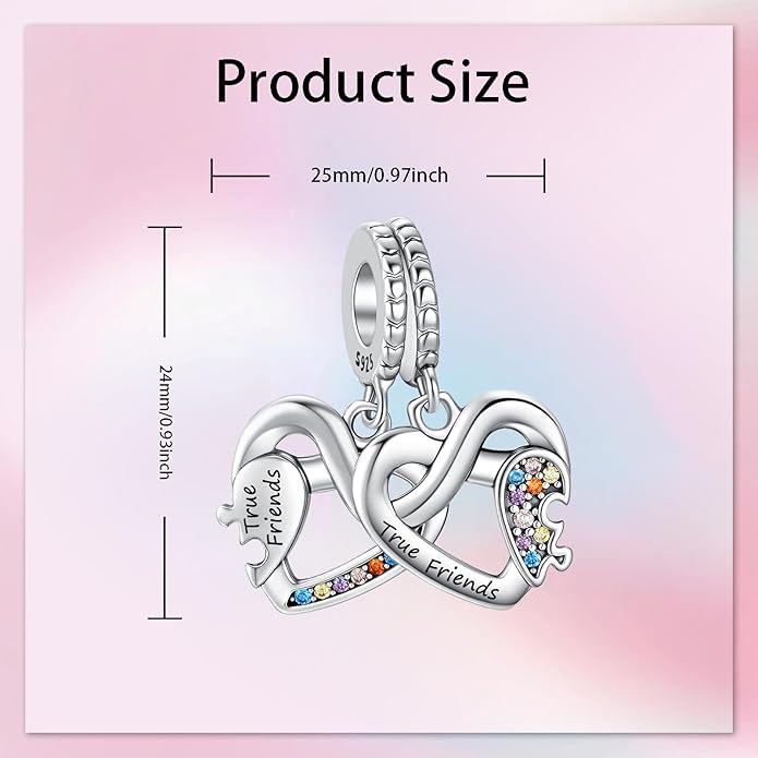 Birthday Fashion Love Heart Dangle Charm 925 Sterling Silver Charms fits Bracelets and Necklace Pendant Bead Charms Jewelry Present for Women Family Friends