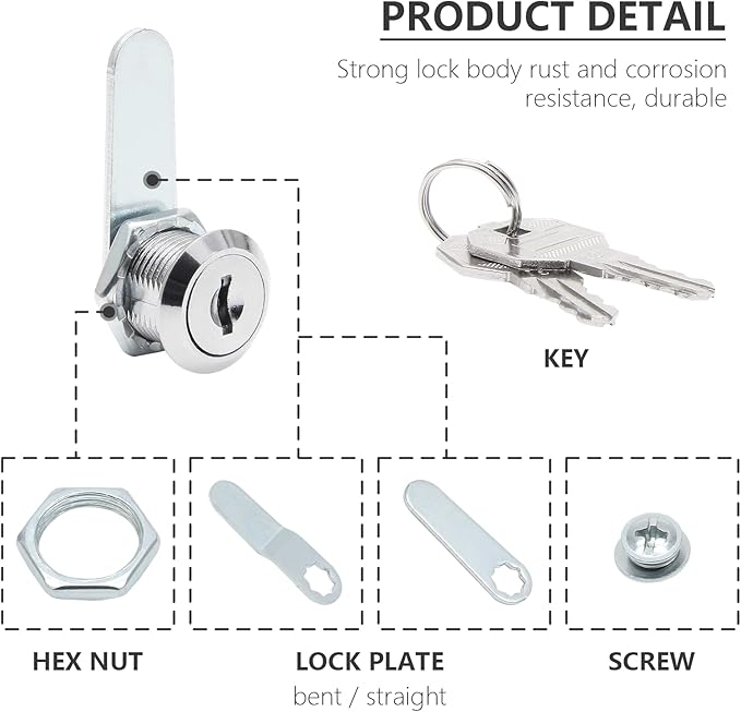 Uenhoy 6 Pack Cam Locks Keyed Alike, 5/8" (16mm) Set for Drawers, Mailbox, Tool Box, RV, File Cabinet Locks with Keys