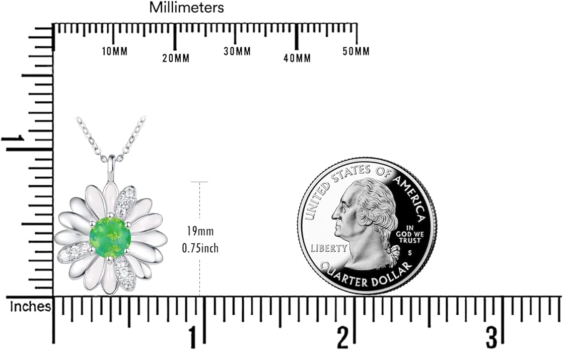 KINGWHYTE Daisy Necklace Gifts for Women 925 Sterling Silver Opal Daisy Pendant Spring Flower Necklace Jewelry Graduation Birthday Celebrate Congratulation Gift