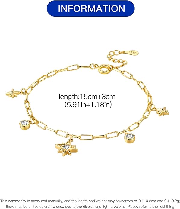 Women's 925 Sterling Silver Bracelet, Non Tarnish 18K Gold Plated Bracelets for Women, Dainty Chain Simple Jewelry Cute Handmade Minimalist for Gift