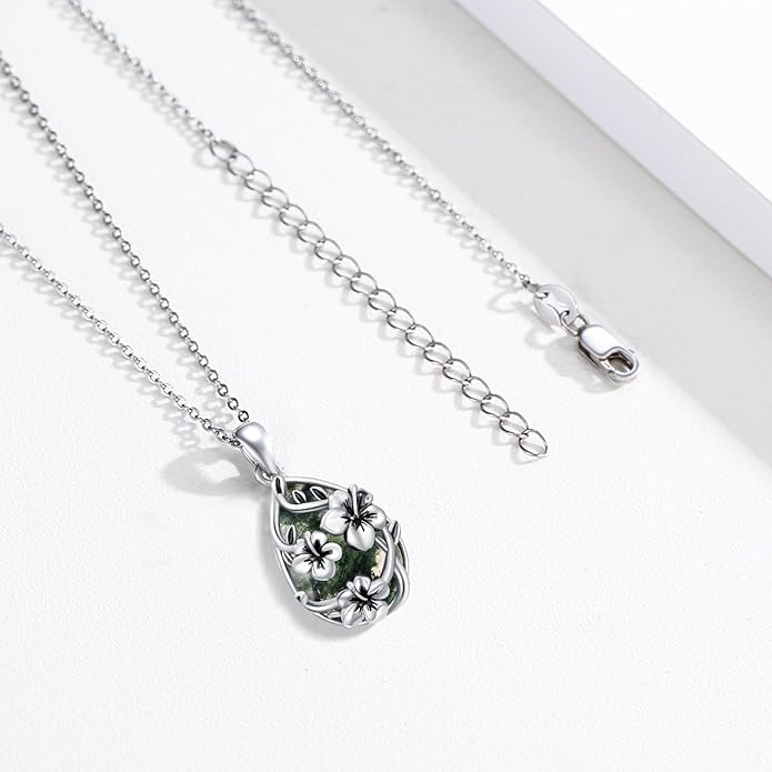 JUSTKIDSTOY Moonstone Necklace 925 Sterling Silver Teardrop Pendant Necklace Jewelry Gifts for Women Girls