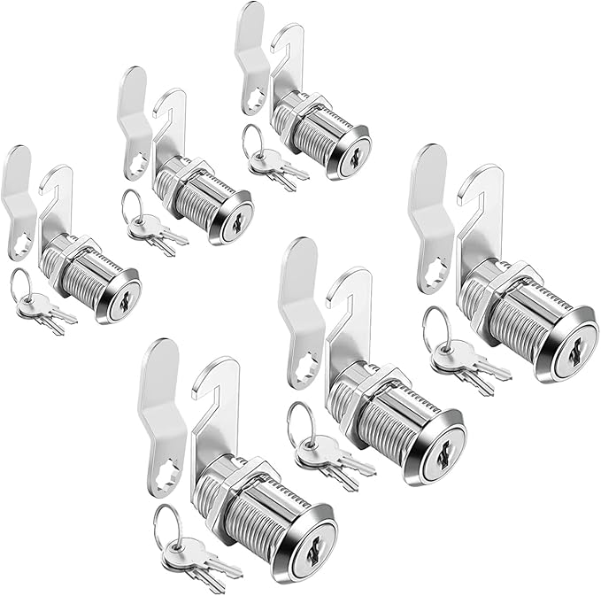 Cabinet Cam Locks Keyed Alike, 1-1/8'' Fits on7/8'' Max Door Thickness, Secure File Drawer Mailbox RV Storage Replacement Set, Zinc Alloy (1-1/8 Inch 6Pcs)