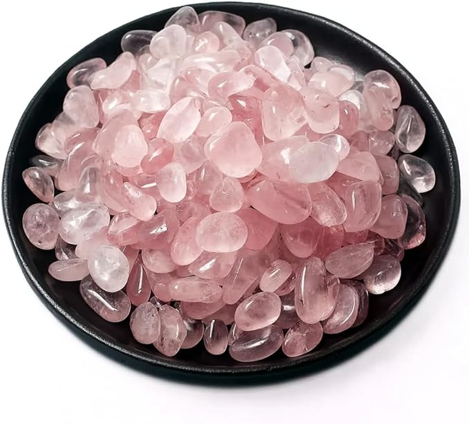 Polished Rose Quartz Crystal Set, 0.4", 128 Pcs - Handpicked Tumbled Stones and Crystals Bulk for Healing, Reiki, Meditation, Witchcraft and Home Decor