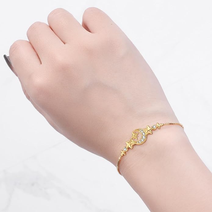 Women's 925 Sterling Silver Bracelet, Non Tarnish 18K Gold Plated Bracelets for Women, Dainty Chain Simple Jewelry Cute Handmade Minimalist for Gift