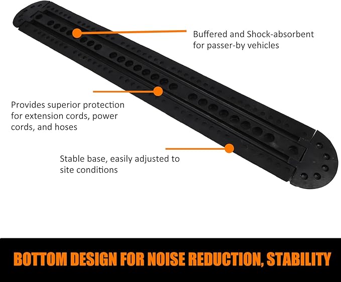 Heavy Duty Speed Bumps for Driveway, 84" Rubber Speed Bumps, 1 Pack 2 Channel Modular Traffic Speed Bump Hump Cable Protector Ramps for Asphalt Concrete Gravel Driveway Road with 2 End Caps, 6 Spikes