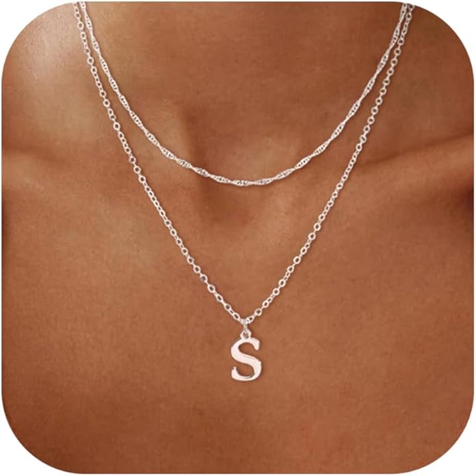 14K Gold Plated Initial Necklaces for Women Dainty Layered Letter Pendant Necklace Cute Choker Necklace Gift Trendy Stuff Personalized Jewelry Stack for Women Her