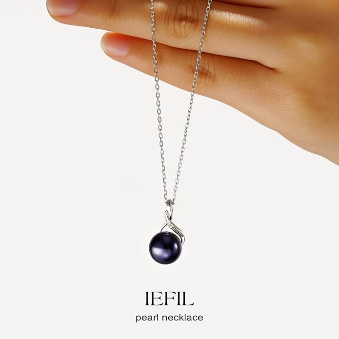 Iefil Valentines Day Gifts for Her - 925 Sterling Silver 10-11mm Freshwater Pearl Necklace, Anniversary Birthday Gifts for Women Wife Girlfriend