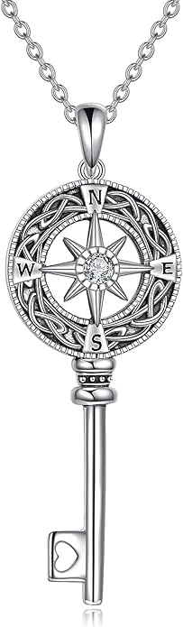 Compass Necklace Sterling Silver Celtic Knot Necklace Graduation Friendship Talisman Travel Necklace Inspirational Graduation Gift Jewelry Gifts for Women Girls