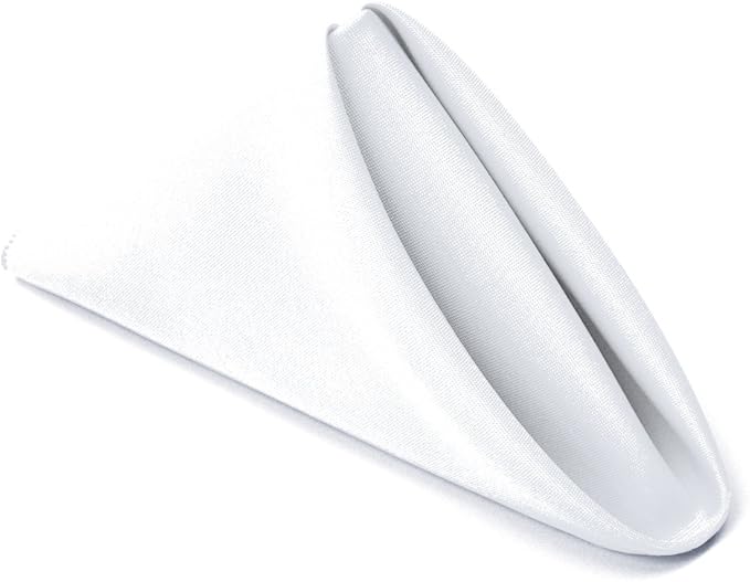 TableLinensforLess 17"x17" Polyester Cloth Napkins, Set of 12 (White) | Easy-Care, No-Iron Finish, Superior Color Retention, Machine Washable