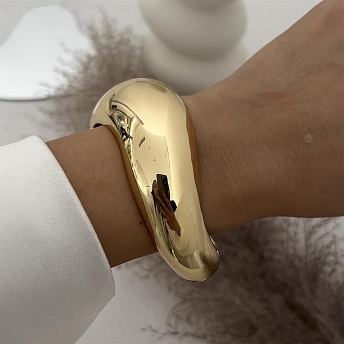 Gold/Silver Cuff Bangle Bracelets For Women Chunky Waterdrop Twisted Hinged Bangle Bracelets Minimalist Arm Cuff Bracelet Jewelry Gifts