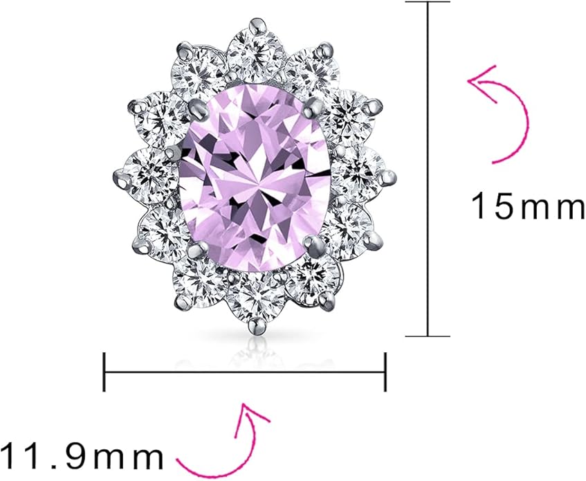 Traditional Classic Bridal Simulated Gemstones Cubic Zirconia AAA CZ Halo Crown Oval Stud Clip On Earrings For Women Wedding Non Pierced Ears Rose Gold Silver Plated