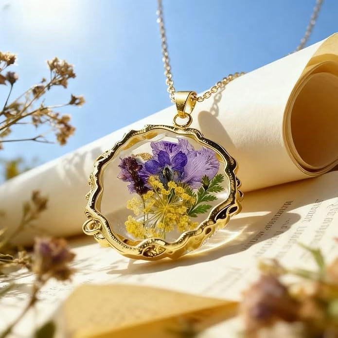 Birth Flower Necklace,1-12 Birth Month Flower Handmade Pendant Necklaces for Women Personalized Custom Floral Jewelry,Boho jewelry,Birthday Gift for Women Girls Best Friend