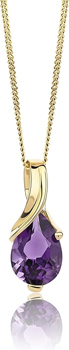 Orovi 14K Gold Necklace for Women in 14K Yellow Gold/White Gold 585 with Ruby/Sapphire/Emerald/Topaz/Amethyst Gemstone/Birthstone Pendant Necklace and Gold Chain 17.7 ″ Long - Women's Jewelry
