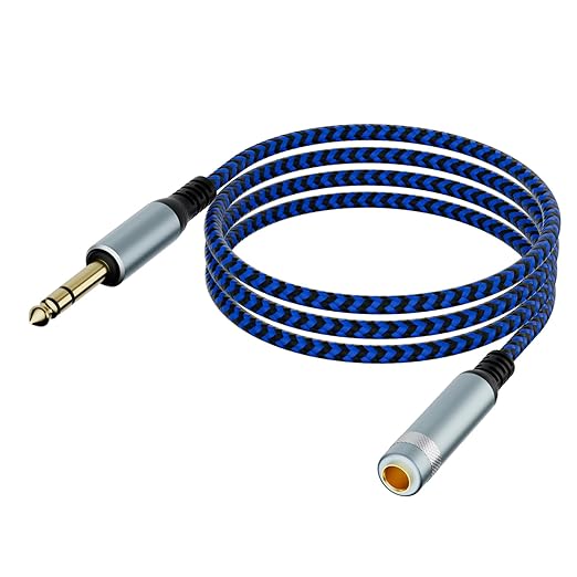LDKCOK 1/4 inch TRS Extension Cable 6ft, 1/4" Male to Female Stereo Headphone Guitar Cable