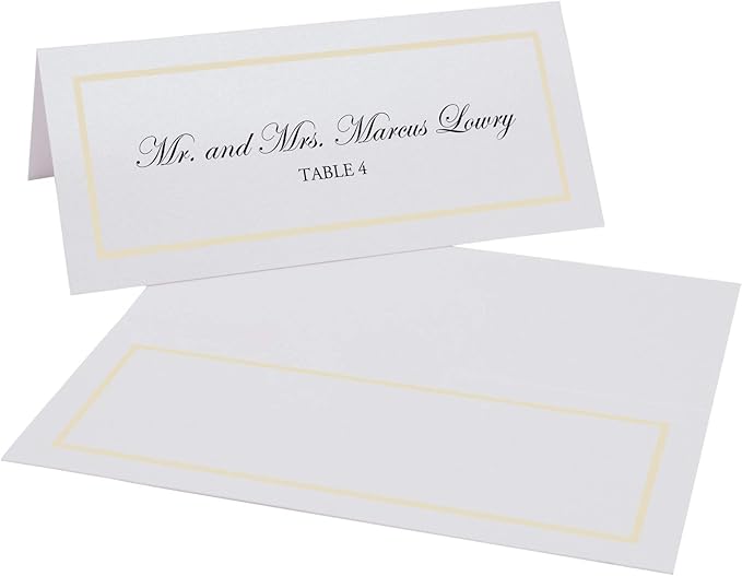 Single Line Border Printable Place Cards, Ivory (Choose Color), Set of 150 (25 Sheets), Laser & Inkjet Printers - Wedding, Party, Dinner, and Special Events - Made in the USA
