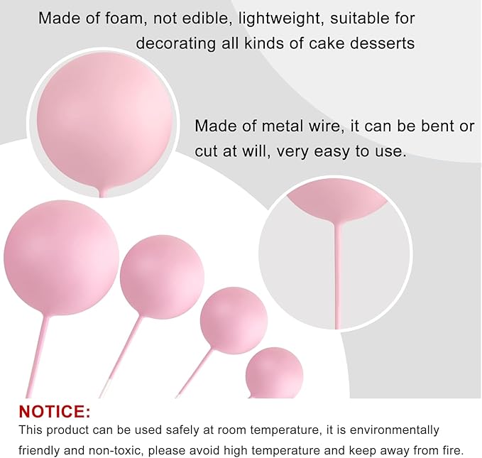 ASTARON 32 Pcs Ball Cake Topper Decorations Mini Balloons Cake Topper Sticks Foam Balls Cake Picks Cake Topper Balls Cake Decorations for Wedding Party Birthday Cake Toppers (Colorful)