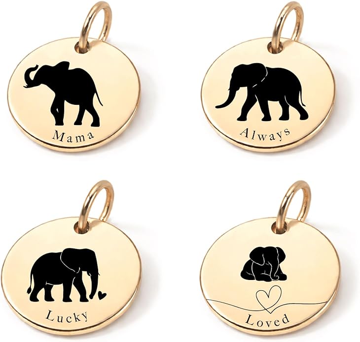 SM Design Mama Animal Charm Set – Set of 4 Stainless Steel Charms – Motherhood & Family Keepsake Jewelry Charmss