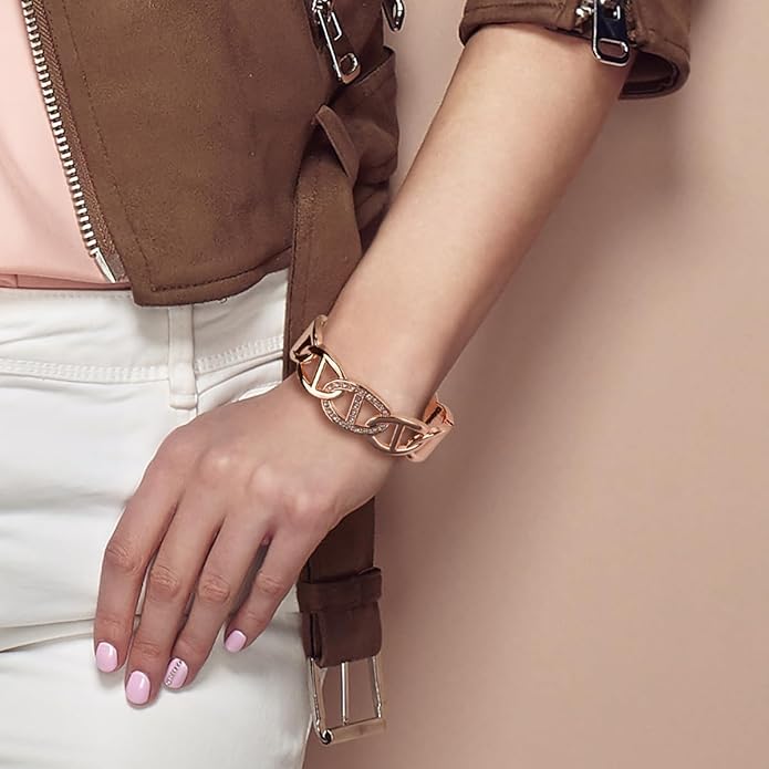 SPUNKYsoul Chain Link Buckle With Rhinestones Cuff Bracelet in Gold, Silver Rose Gold and Gun Metal for Women