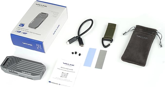 WAVLINK 40Gbps PCIe NVMe SSD Enclosure, USB4 External M.2 NVMe SSD Enclosure, for B+M/M-Key PCIe SSD 2280 Size, Tool-Free Installation, Compatible with Thunderbolt 4/3/USB4/USB C, SSD Not Include