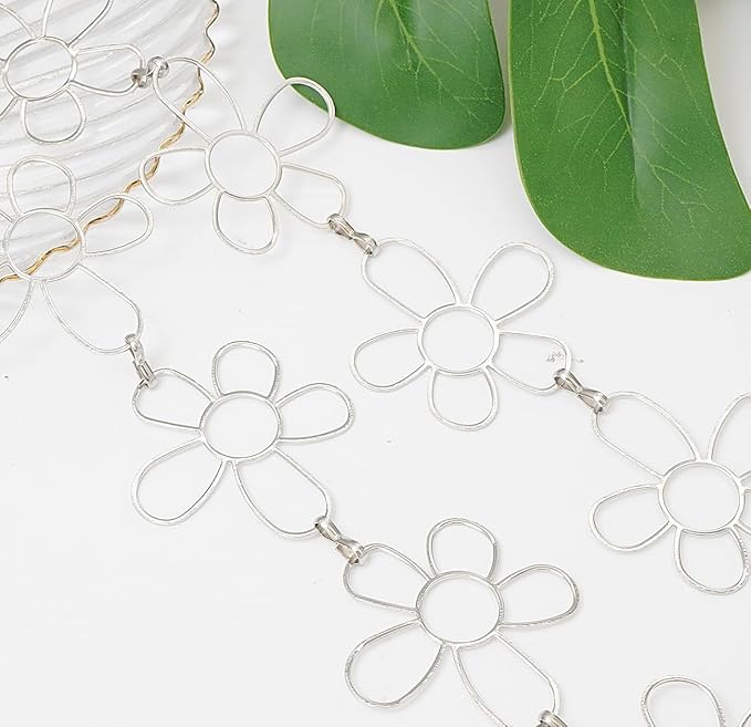 Small Flower Metal Belt Chain - Adjustable Waist Chain for Women's Dresses