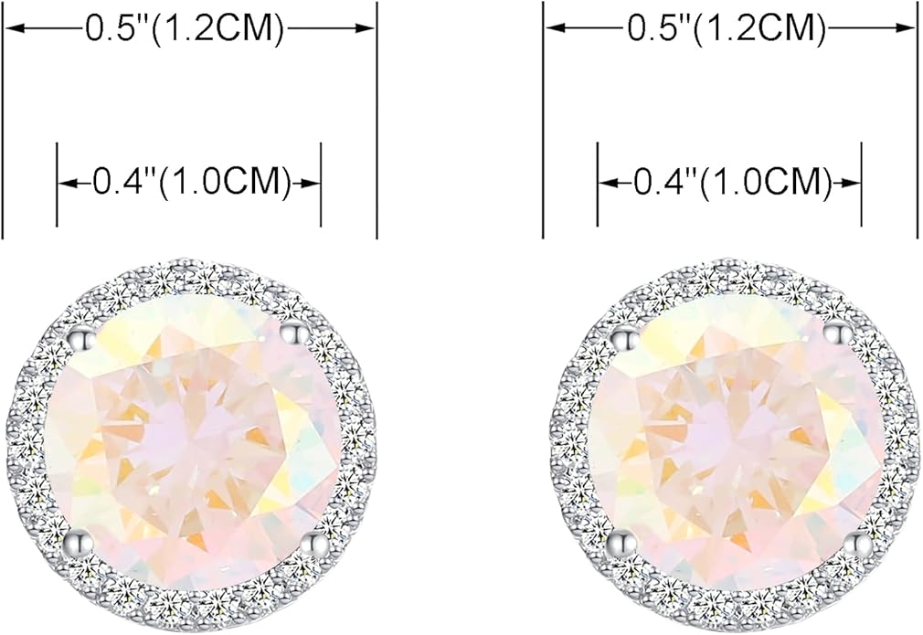 YOQUCOL 10MM Cubic Zirconia Crystal Clip On Stud Earrings Round Non Pierced Earrings for Women