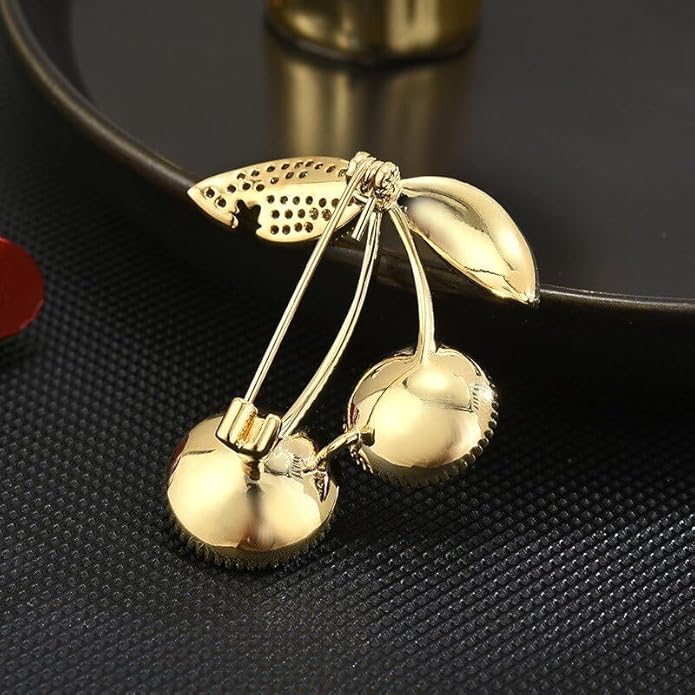 Fruit Brooch Austrian Crystal Rhinestone Brooch 18K Gold Plated Birthstone Lapel Pin Jewelry Birthday Gifts for Women Men