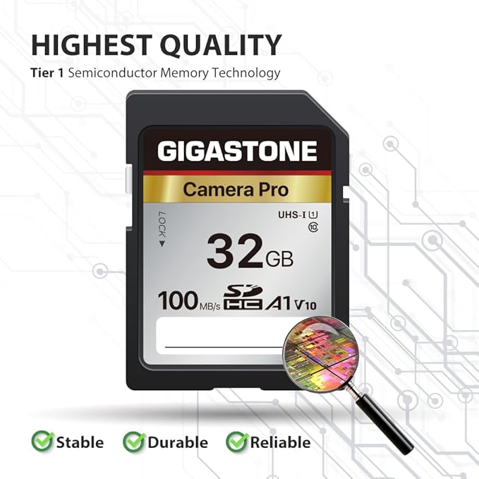 [5-Yrs Free Data Recovery] GIGASTONE 32GB SD Card, Camera Pro, A1 V10 SDHC Memory Card Compatible with SPYPOINT TACTACAM Trail Camera, with 1 Mini Cases