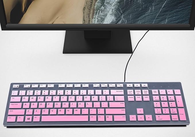 Dell Keyboard Cover & Skin for Wired KB216 & Wireless KM636, Inspiron AIO 3475/3670/3477 - Ombre Pink
