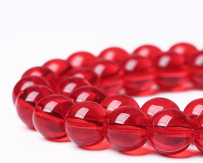 10mm 37pcs Garnet Red Glass Crystal Beads Natural Stone Beads for Jewelry Making Crystal Energy Healing Power Stone Beads DIY Bracelet Necklace Accessories (Red Glass, 10mm)