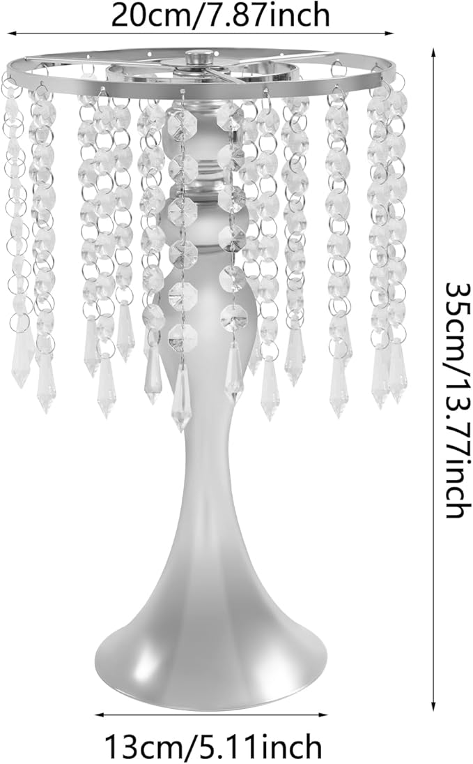 Wedding Centerpieces Sliver Vases,10PCS Metal Flower Candle Holder with Sparkling Crystal Beads,Crystal Flower Vase Metal Flowers Stand for Party Tables Decorations