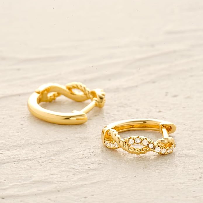 MYEARS Women Earrings Gold Huggie Hoop Ear Stud Cuff 14K Small Simple Hypoallergenic Everyday Jewelry