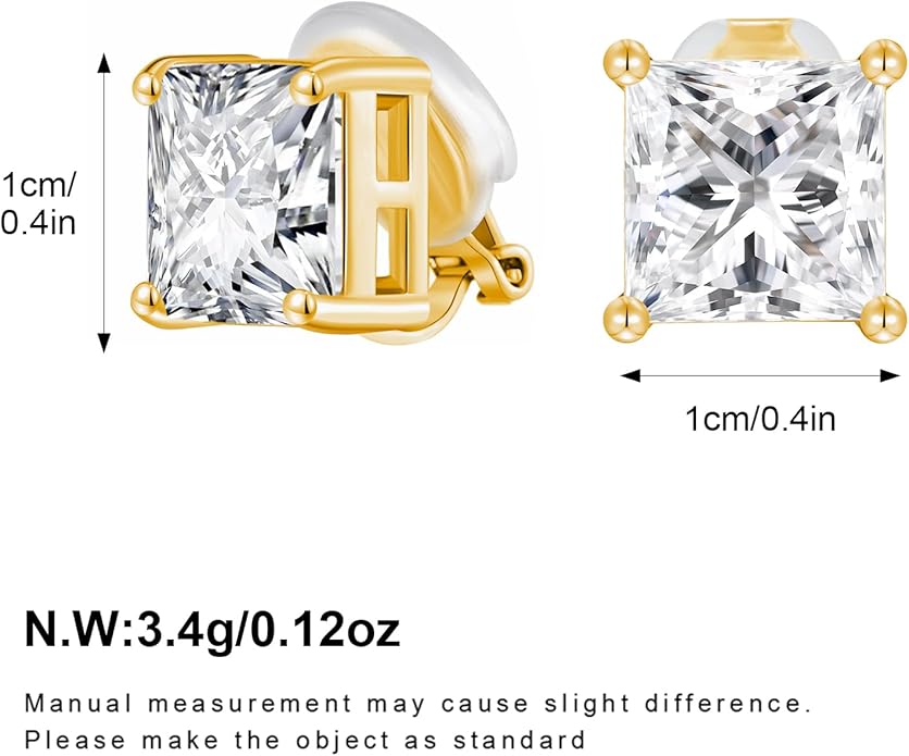 FAMARINE CZ Clip on Earrings for Women Clip Earring Non-pierced Earrings