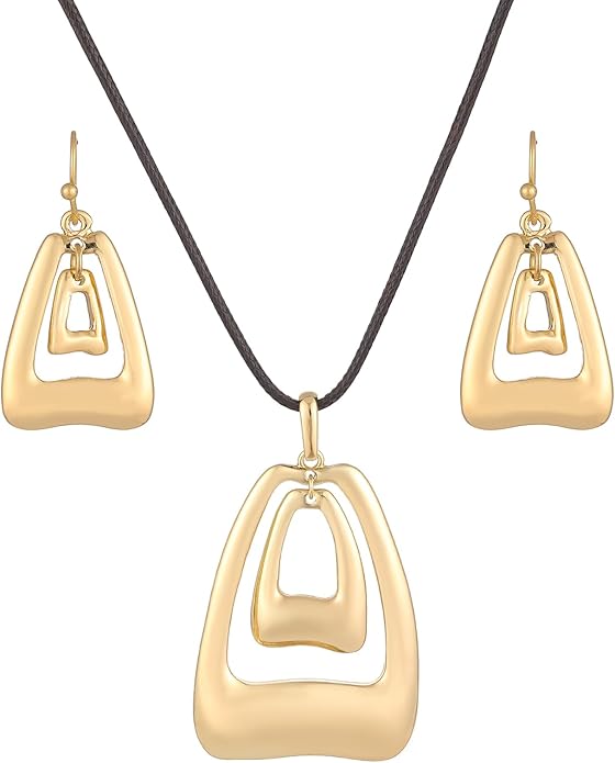 Madison Tyler Gold Plated Jewelry Set for Women | Silver Teardrop Pendant Necklace Trendy | Long Necklace with Snake Chain | Fashion Dangle Earring Set