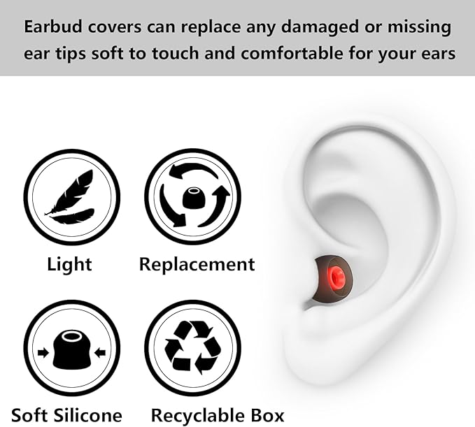 Earbud Replacement Tips Silicone Earbud Tips Earbud Covers Fit for in-Ear Headphones (Inner Hole 3.8mm -5.1mm) Ear Tips Earbud Rubber Tips 9 Pairs S/M/L