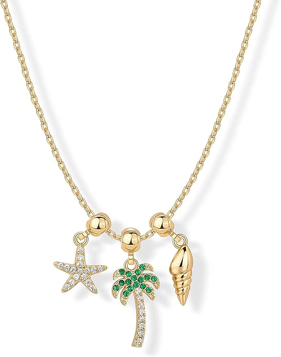 PAVOI 14K Gold Plated Dainty Necklace with Charms Set - Hypoallergenic Adjustable Chain Gold Charm Necklace for Women - Small Motif & Mantra 2 and 3-Pack Removable Pendants - Cute Jewelry Gifts