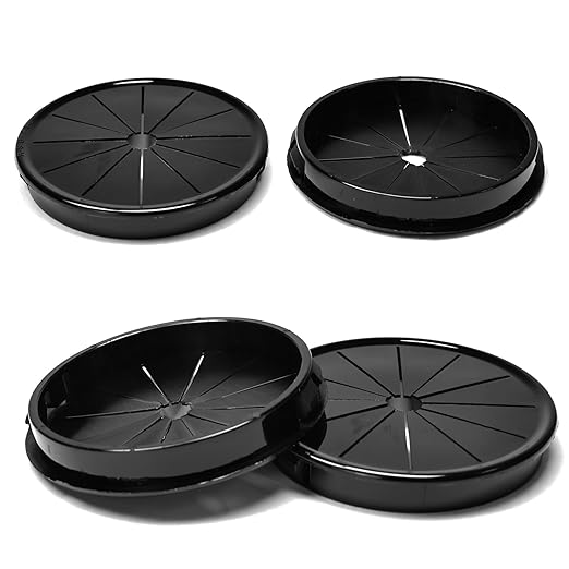 4 Pcs Cable Grommet, Snap Bushing 2-15/16" (75 mm) Mounting Diameter, Flexible Petal-Shaped Buckle Round Nylon Desk Grommet for Wires Through Countertop Cord Organizer and Protection, Black