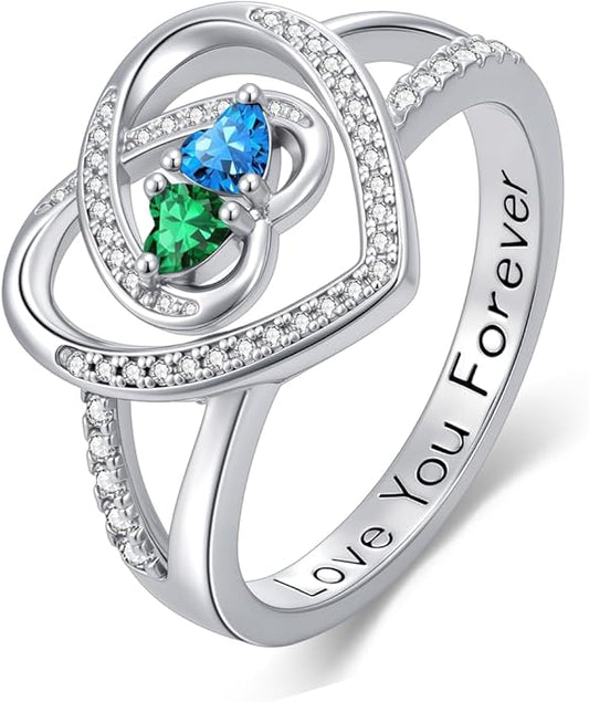 Valentine's Day Gifts for Women Birthstone Rings for Women Heart Statemet Engagement Eternity Wedding Promise Rings Jewelry Anniversary Christmas Valentine Mothers Day Birthday Gifts for Wife Her Girlfriend