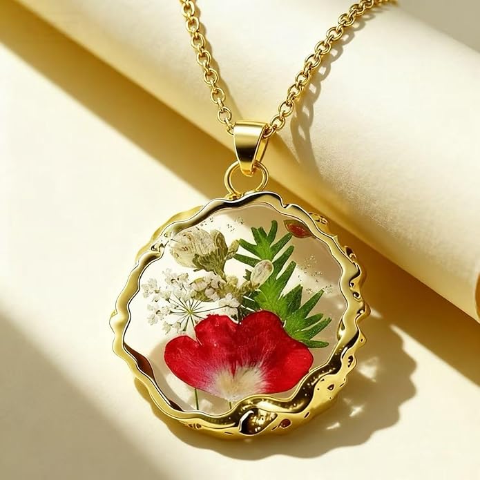 Birth Flower Necklace,1-12 Birth Month Flower Handmade Pendant Necklaces for Women Personalized Custom Floral Jewelry,Boho jewelry,Birthday Gift for Women Girls Best Friend