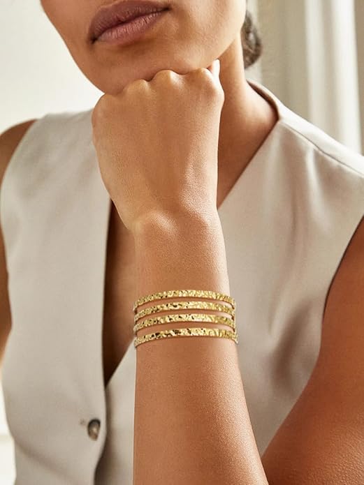 Multi-layer Cuff Bracelet for Women Cross Wire Bracelets Open Wide Cuff Gold Bangle Bracelet