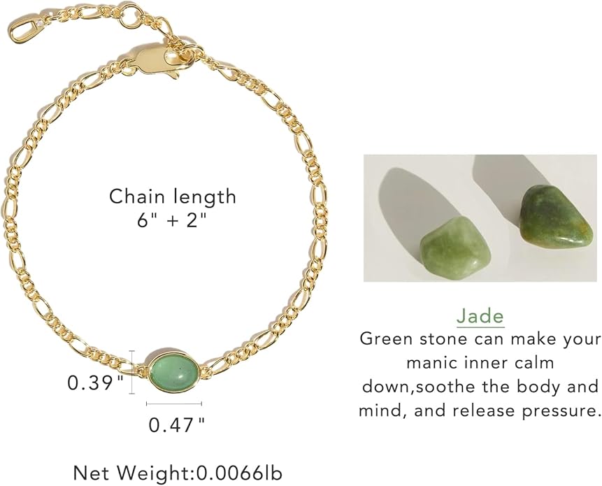 DISTANT DRUMS Simple Natural Green Aventurine Stone Jewelry Set for Women,Hoop Earrings,Bracelet,Necklace,18K Gold-plated Spiritual Gift,Fortunate Stone Jewelry,Choker