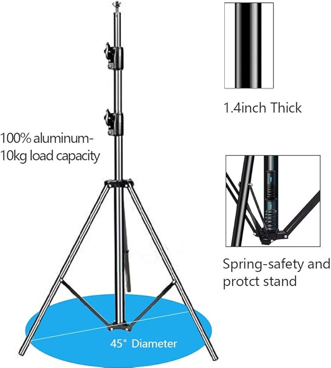 12ft x 10ft Photo Video Studio Heavy Duty Adjustable Photography Muslin Backdrop Stand Background Support System Kit with Carry Bag 4 Spring Clamps