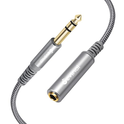 Devinal 1/4 inch Headphone Extension Cable, 6.35mm TRS Male to Female Stereo Cord, Quarter Inch Guitar Cable Extender, 20ft (6 Meters)