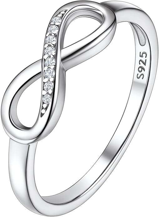 Suplight 925 Sterling Silver Ring Simple Infinity Knot Wedding Band Rings Love Knot Promise Ring for Women Size 4-12(with Gift Box)