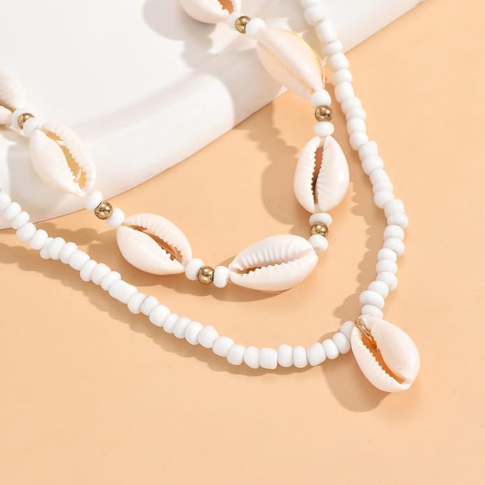 Nackiy Handmade Sea Shell Necklace for Women Summer Adjustable Natural Shell Collar Necklace