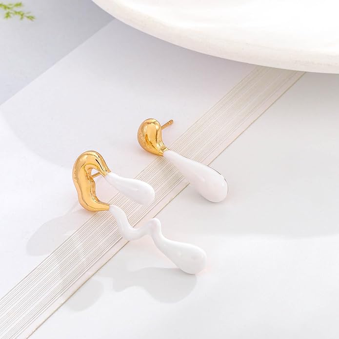 Teardrop Earrings Gold Palated Earrings Large Irregular Geometric Studs Big Lightweight Waterdrop Earrings Jewelry for Women