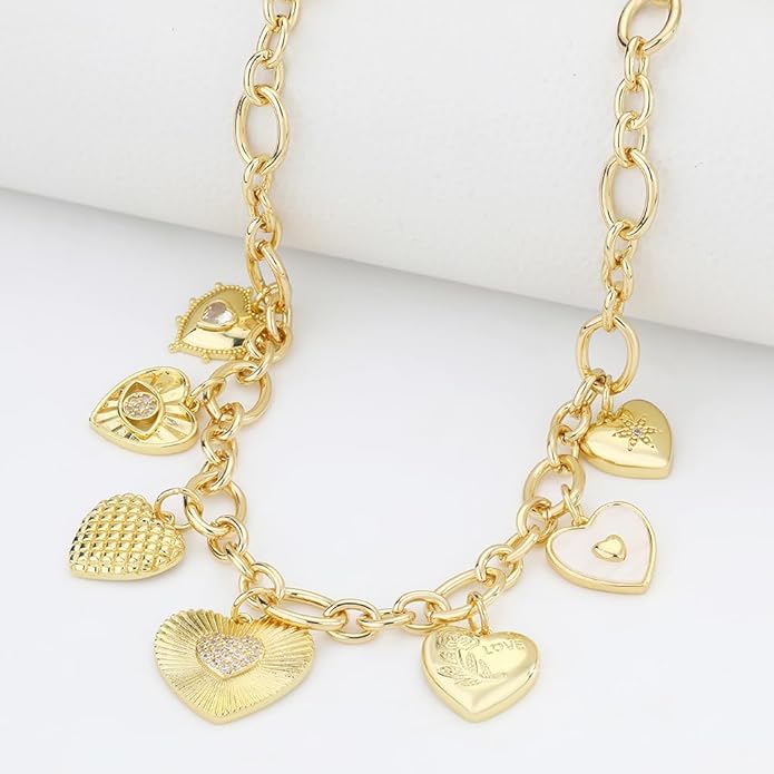 Charm Necklace for Women Gold Evil Eye Sun Moon Flower Coin Pendant Necklace Dainty Paperclip Chain Vintage Luck Amulet Choker Necklaces Celestial Jewelry Gift